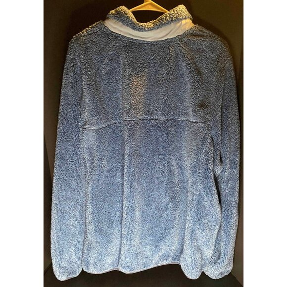 LL Bean Hi-Pile Fleece Pullover Snap Women Plus 2X Sweater Blue Coat 508658 - Picture 2 of 6